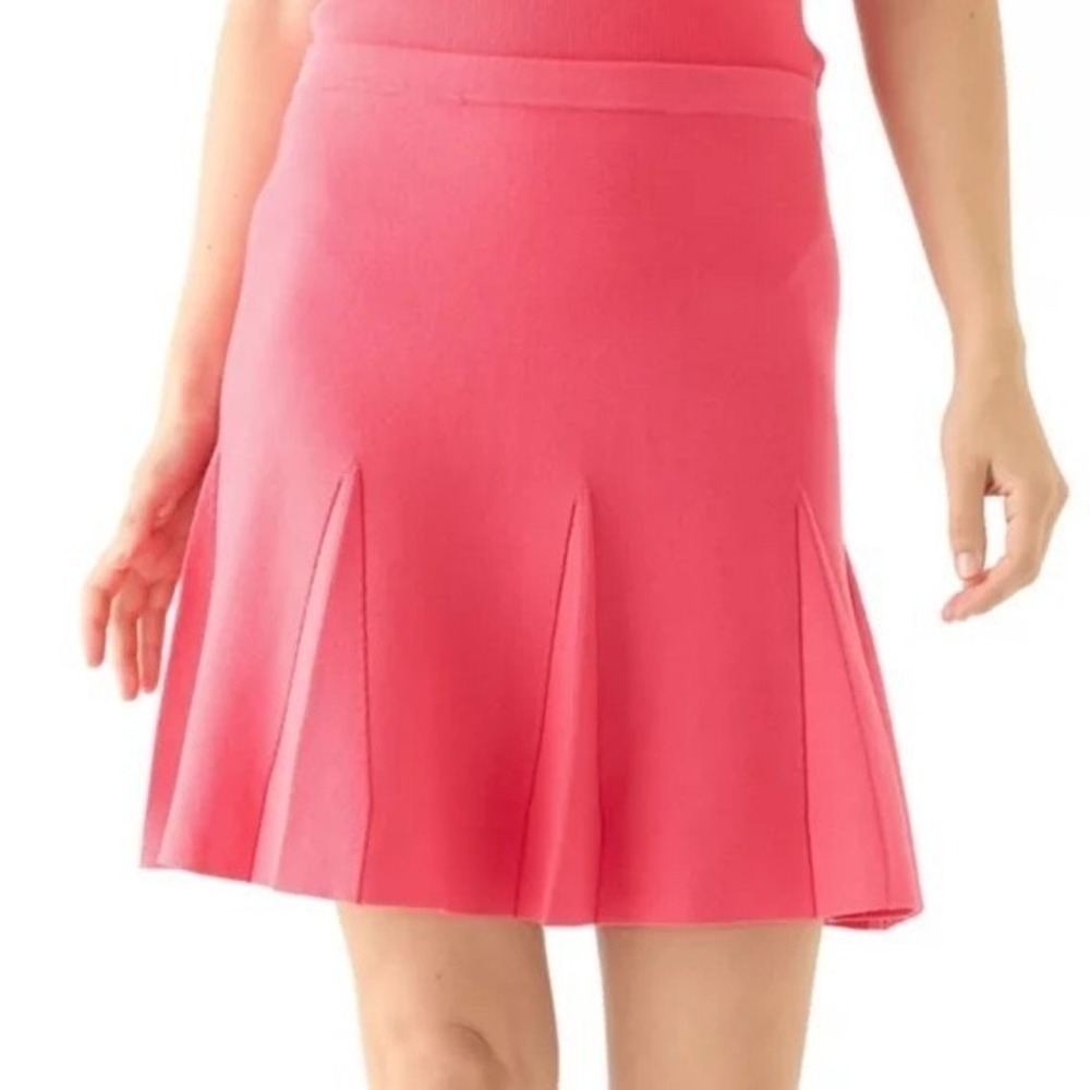 Tahari ASL Flair Pull On Sweater Skirt‎ Sunset Pink Womens Size M Knee Length